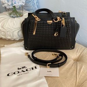 Coach Gold Riveted Black Leather Dreamer